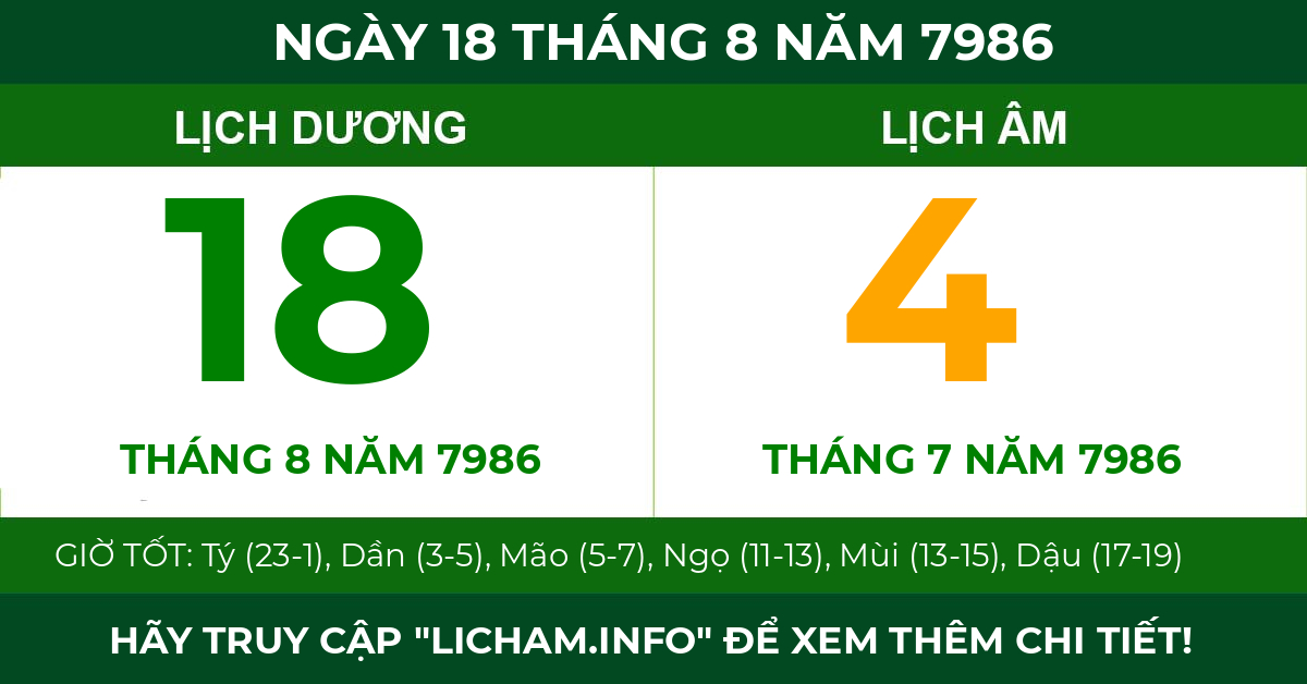 lịch âm ngày 18 tháng 8 năm 7986