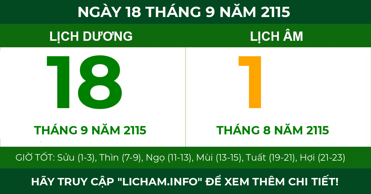 lịch âm ngày 18 tháng 9 năm 2115