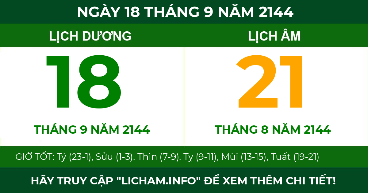 lịch âm ngày 18 tháng 9 năm 2144