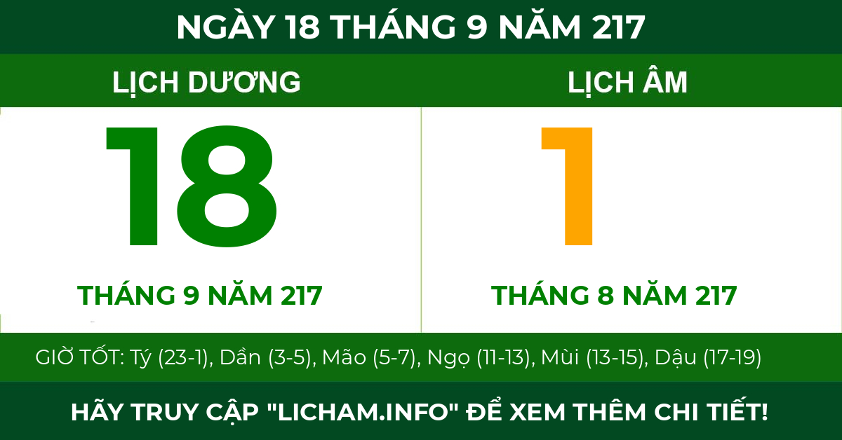 lịch âm ngày 18 tháng 9 năm 217
