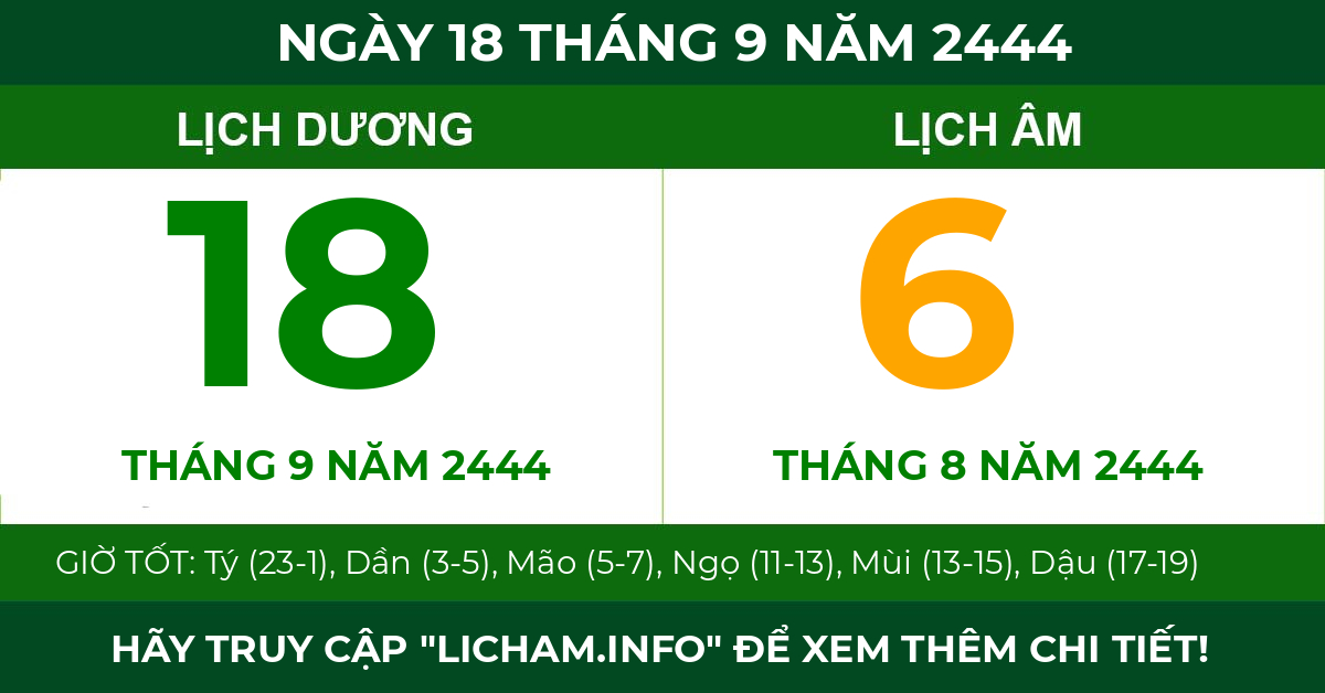 lịch âm ngày 18 tháng 9 năm 2444