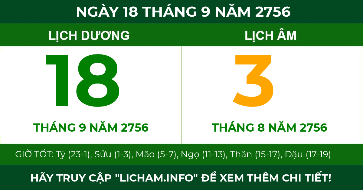 lịch âm ngày 18 tháng 9 năm 2756