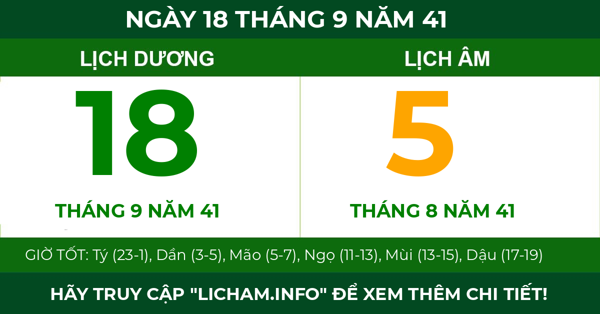 lịch âm ngày 18 tháng 9 năm 41