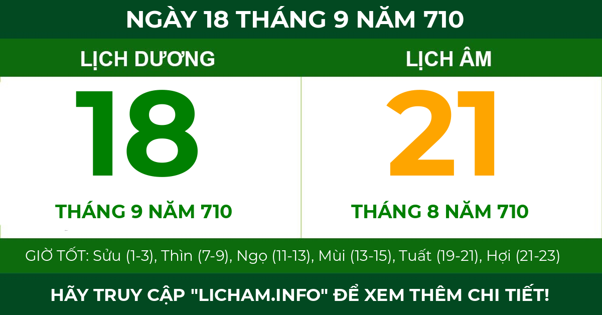 lịch âm ngày 18 tháng 9 năm 710