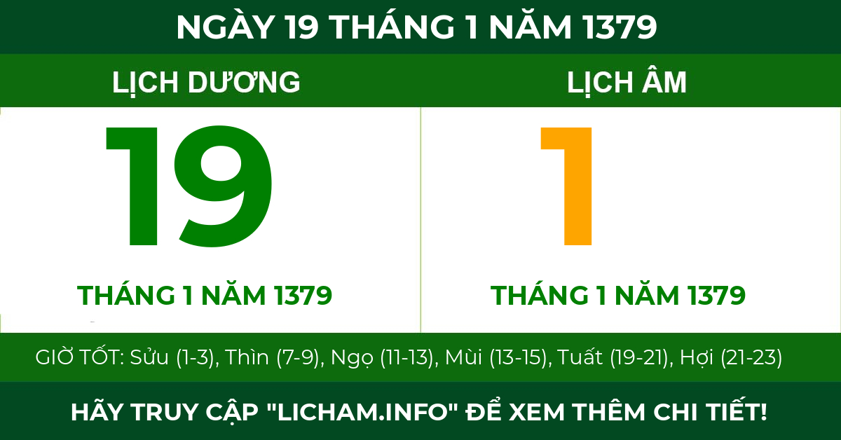 lịch âm ngày 19 tháng 1 năm 1379