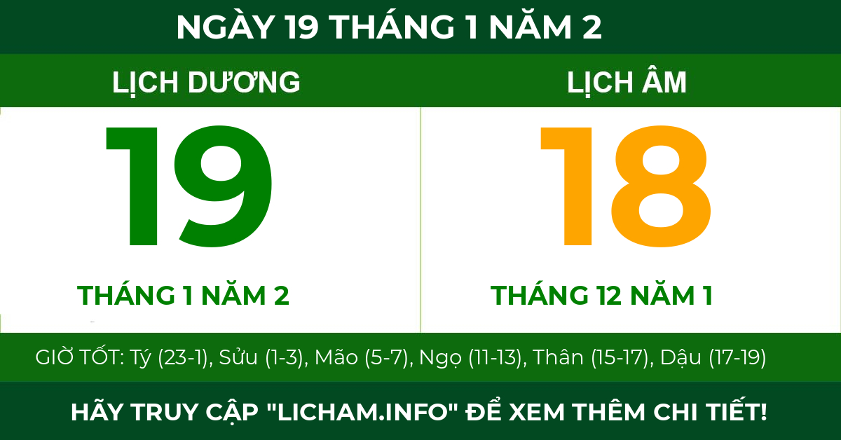 lịch âm ngày 19 tháng 1 năm 2