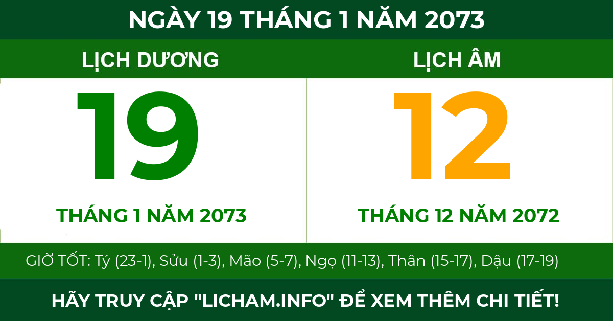 lịch âm ngày 19 tháng 1 năm 2073