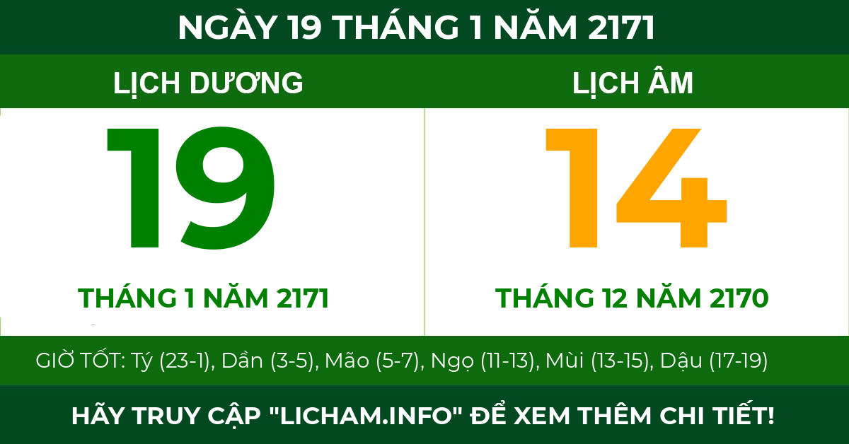 lịch âm ngày 19 tháng 1 năm 2171
