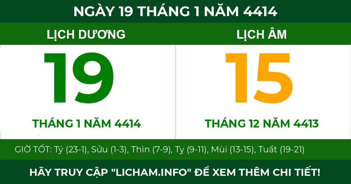 lịch âm ngày 19 tháng 1 năm 4414