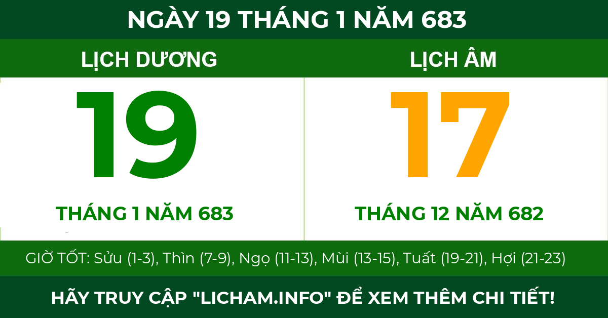 lịch âm ngày 19 tháng 1 năm 683