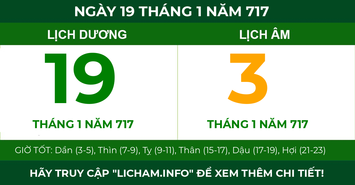 lịch âm ngày 19 tháng 1 năm 717