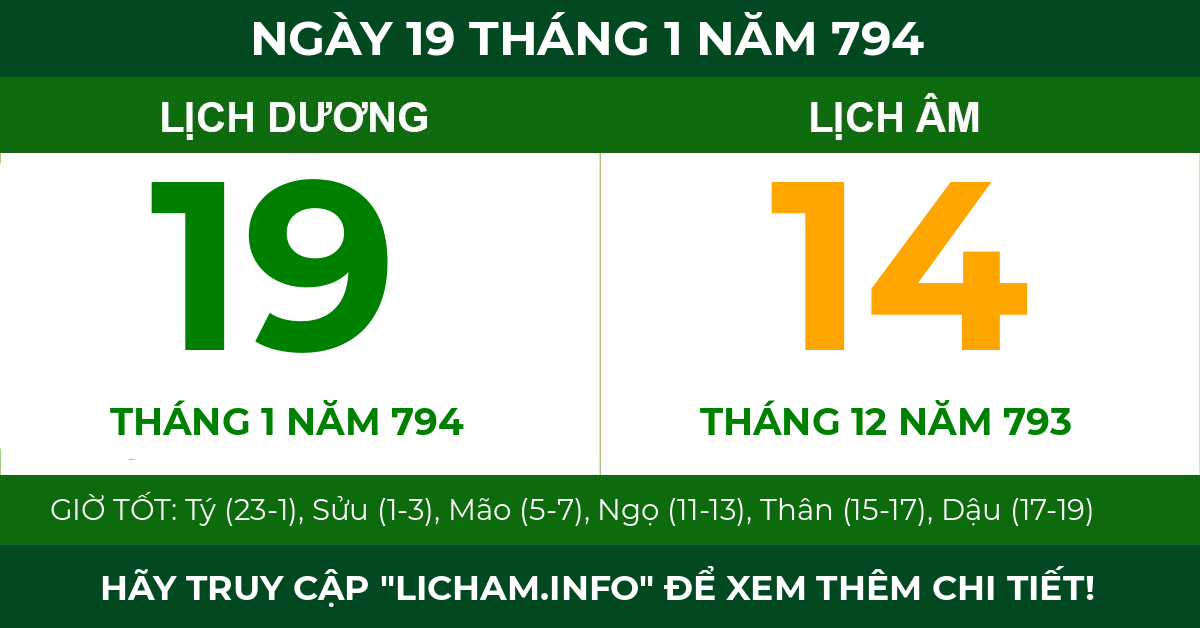 lịch âm ngày 19 tháng 1 năm 794