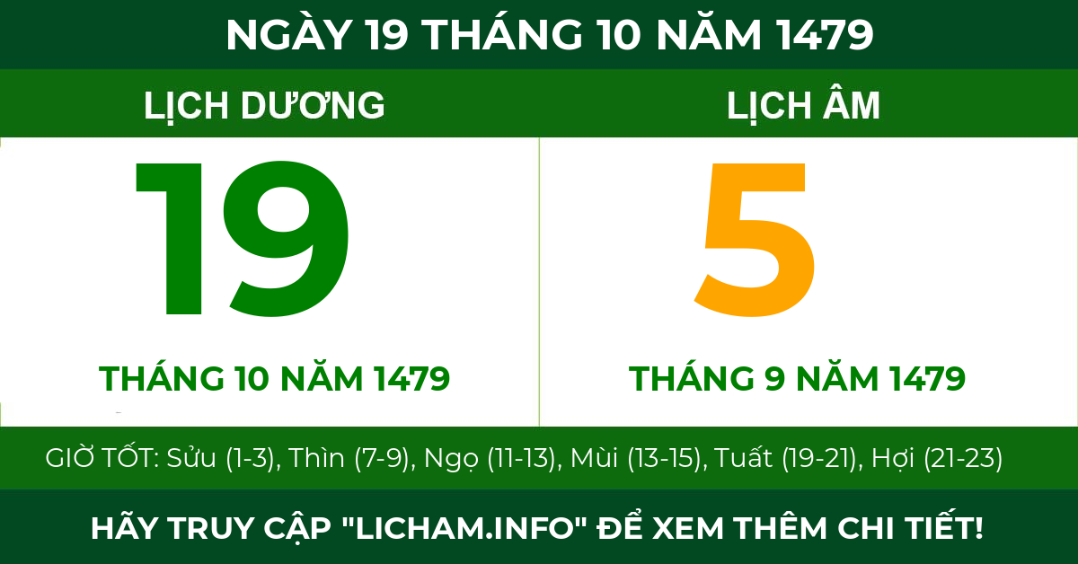lịch âm ngày 19 tháng 10 năm 1479
