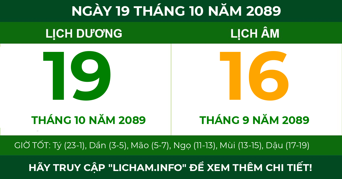 lịch âm ngày 19 tháng 10 năm 2089