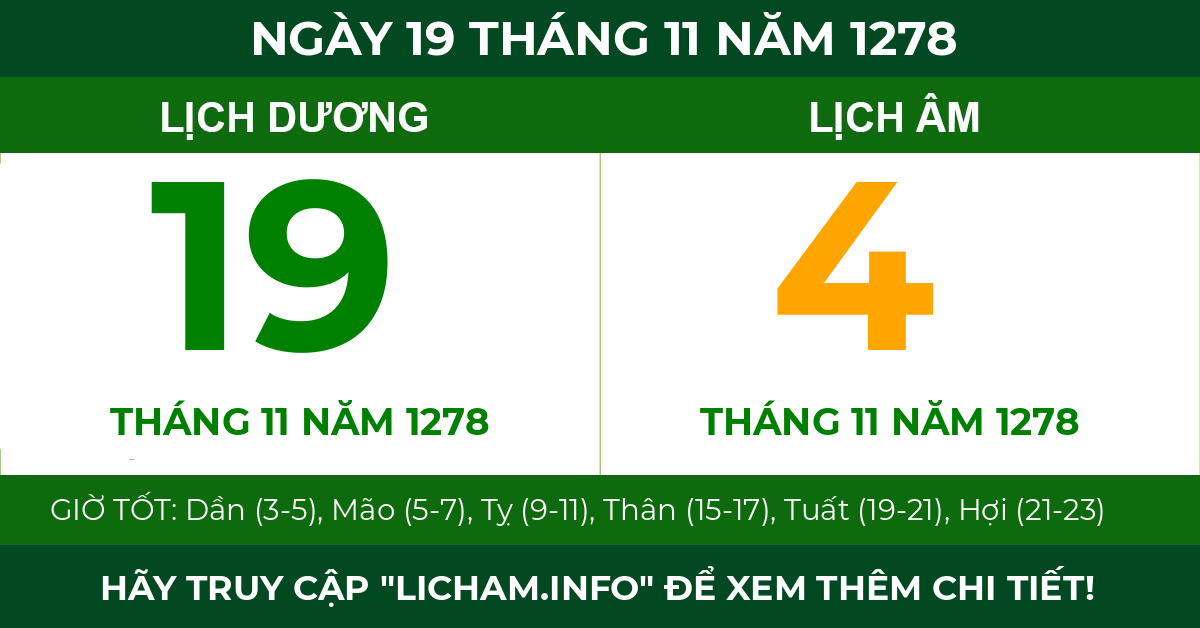 lịch âm ngày 19 tháng 11 năm 1278