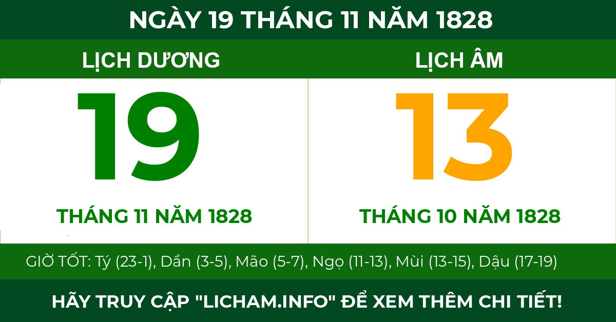 lịch âm ngày 19 tháng 11 năm 1828