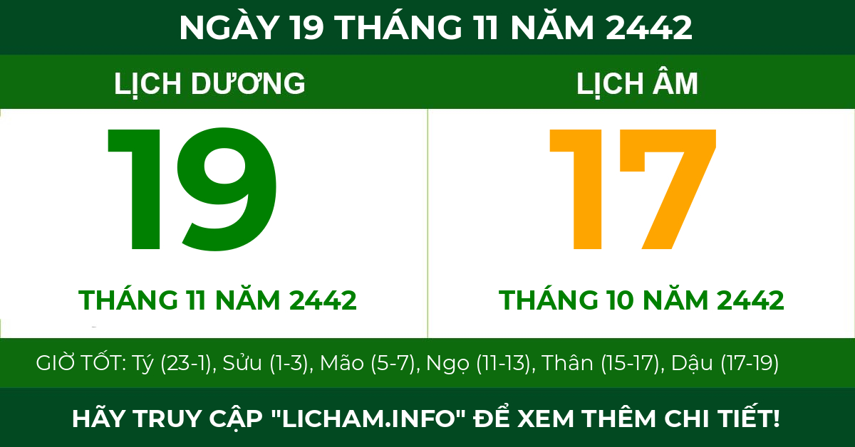 lịch âm ngày 19 tháng 11 năm 2442