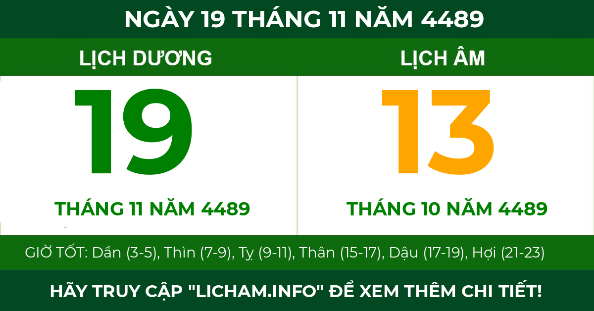 lịch âm ngày 19 tháng 11 năm 4489