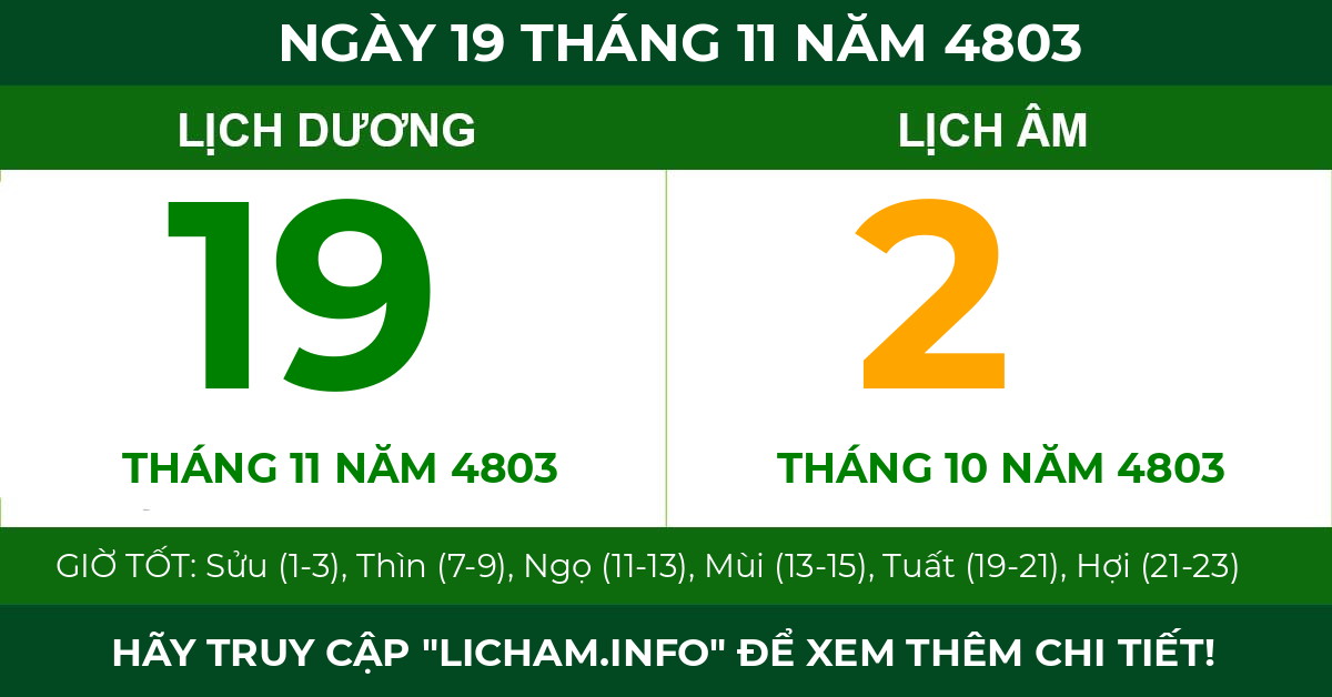 lịch âm ngày 19 tháng 11 năm 4803