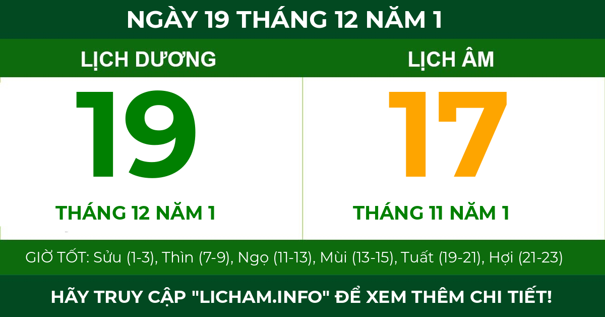 lịch âm ngày 19 tháng 12 năm 1