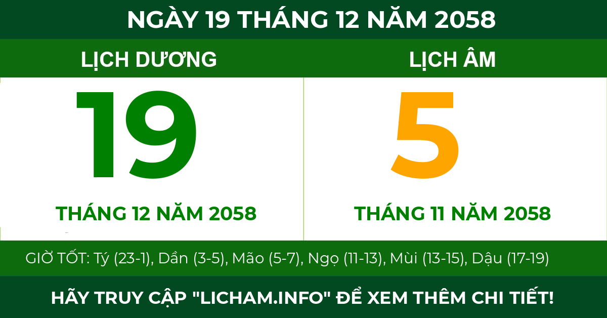lịch âm ngày 19 tháng 12 năm 2058