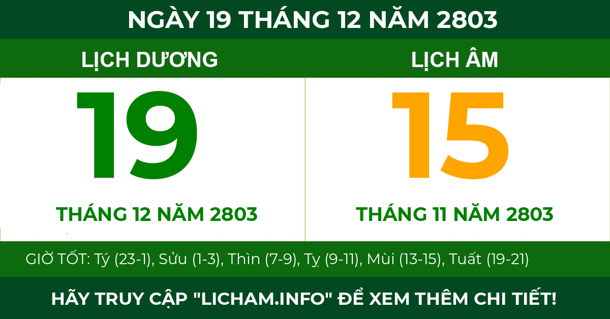 lịch âm ngày 19 tháng 12 năm 2803