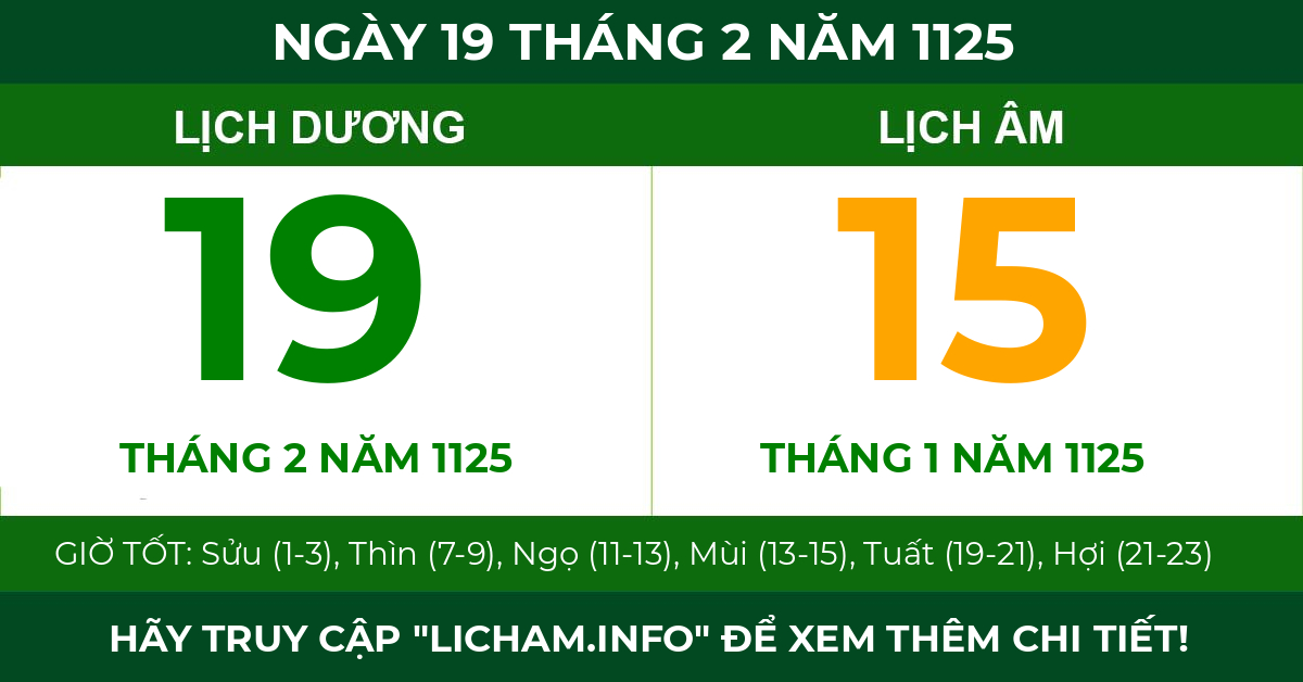 lịch âm ngày 19 tháng 2 năm 1125