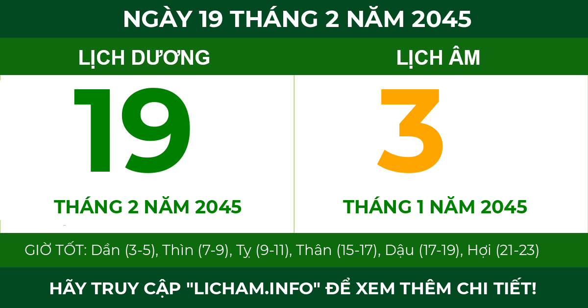 lịch âm ngày 19 tháng 2 năm 2045
