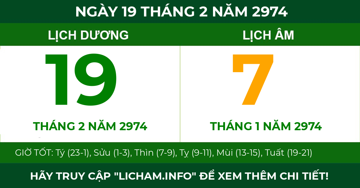 lịch âm ngày 19 tháng 2 năm 2974
