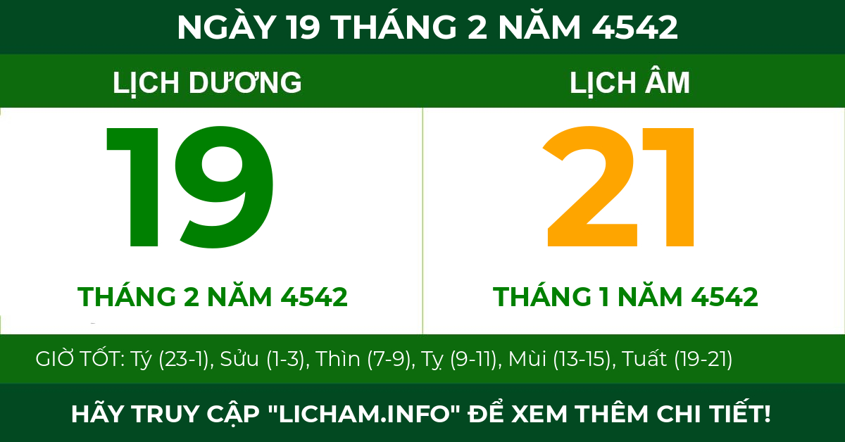 lịch âm ngày 19 tháng 2 năm 4542