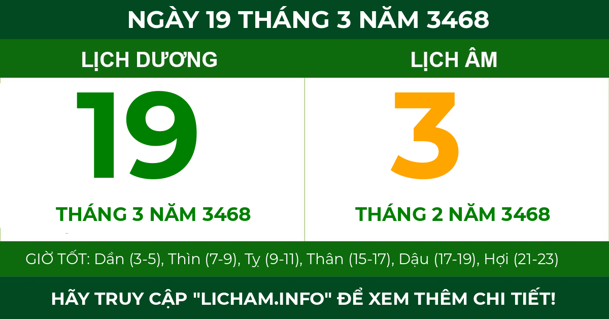 lịch âm ngày 19 tháng 3 năm 3468