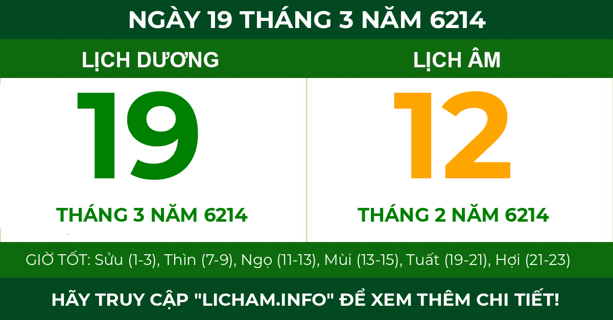lịch âm ngày 19 tháng 3 năm 6214