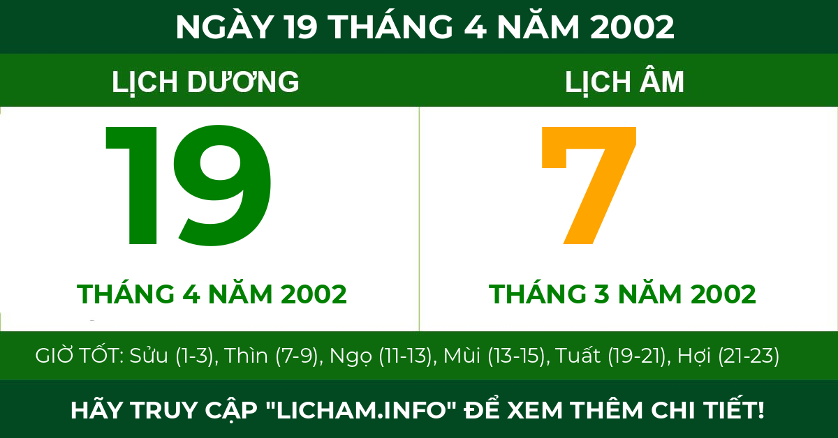 lịch âm ngày 19 tháng 4 năm 2002