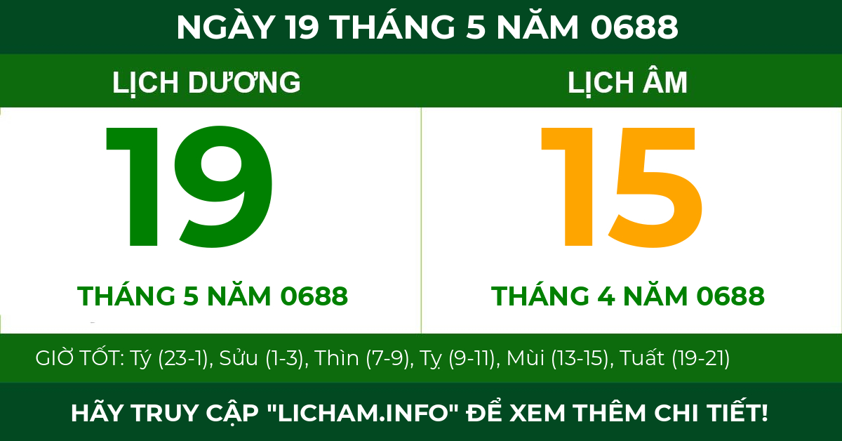 lịch âm ngày 19 tháng 5 năm 0688