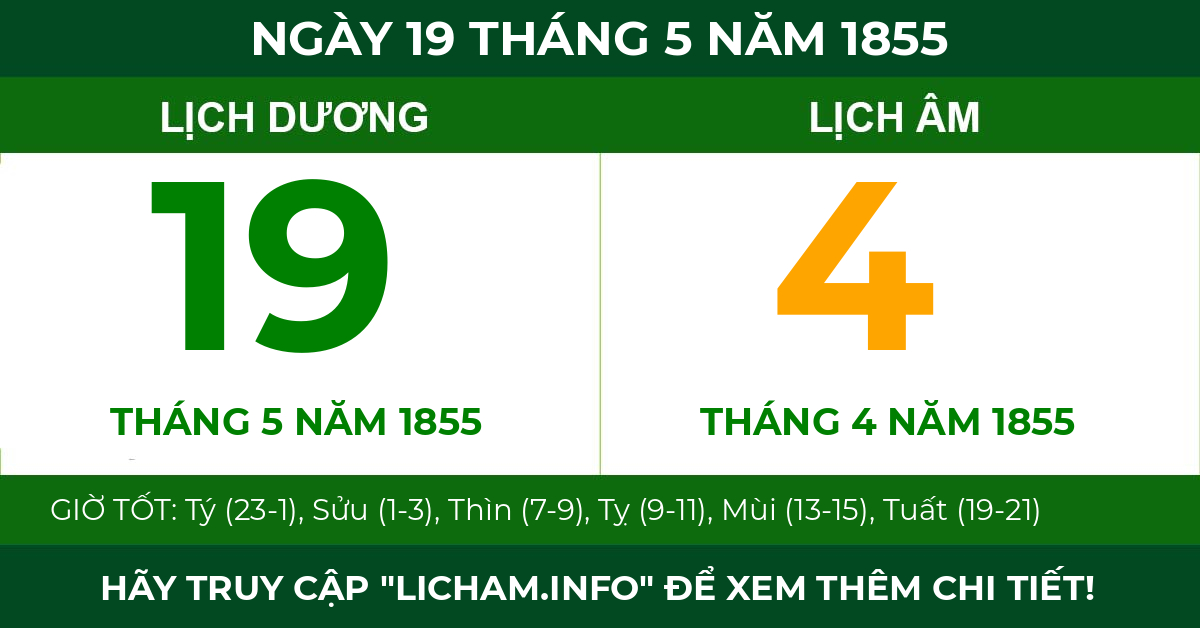 lịch âm ngày 19 tháng 5 năm 1855