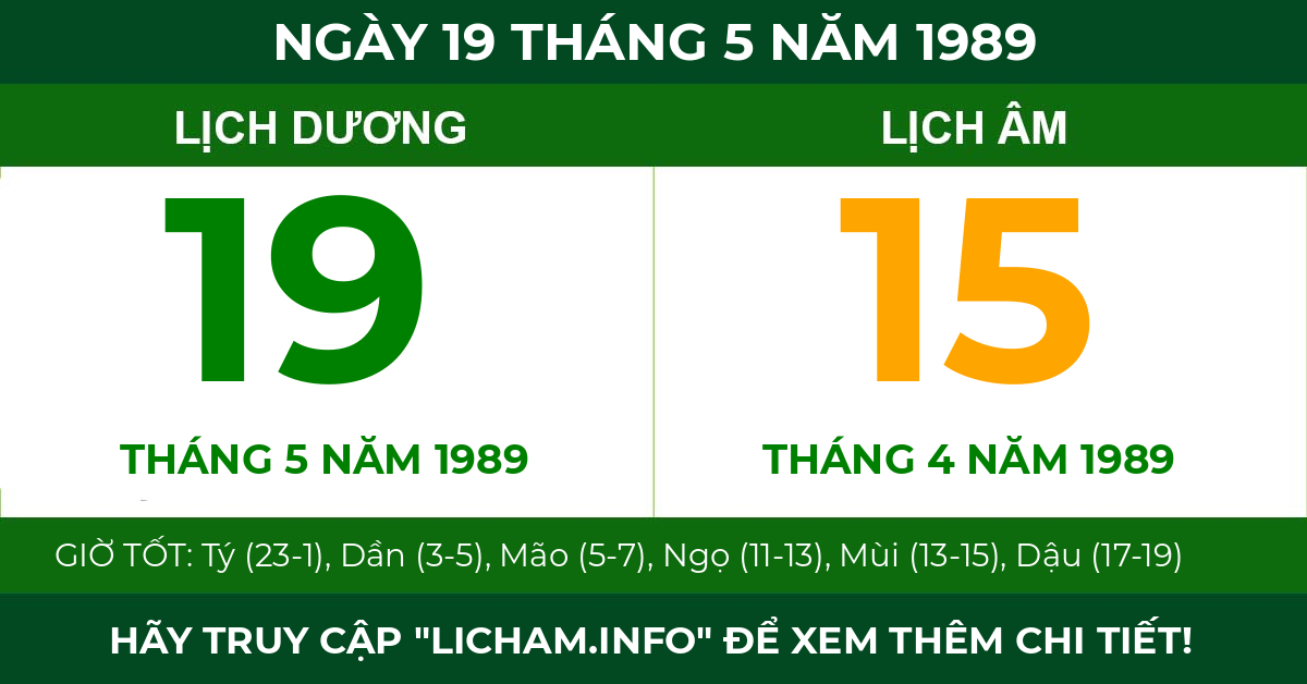 lịch âm ngày 19 tháng 5 năm 1989