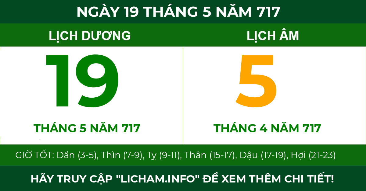 lịch âm ngày 19 tháng 5 năm 717