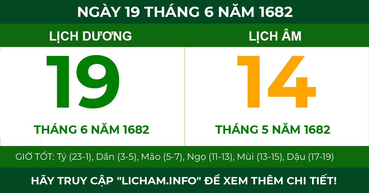 lịch âm ngày 19 tháng 6 năm 1682
