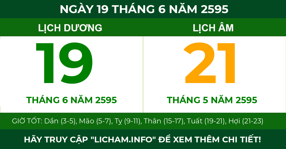 lịch âm ngày 19 tháng 6 năm 2595