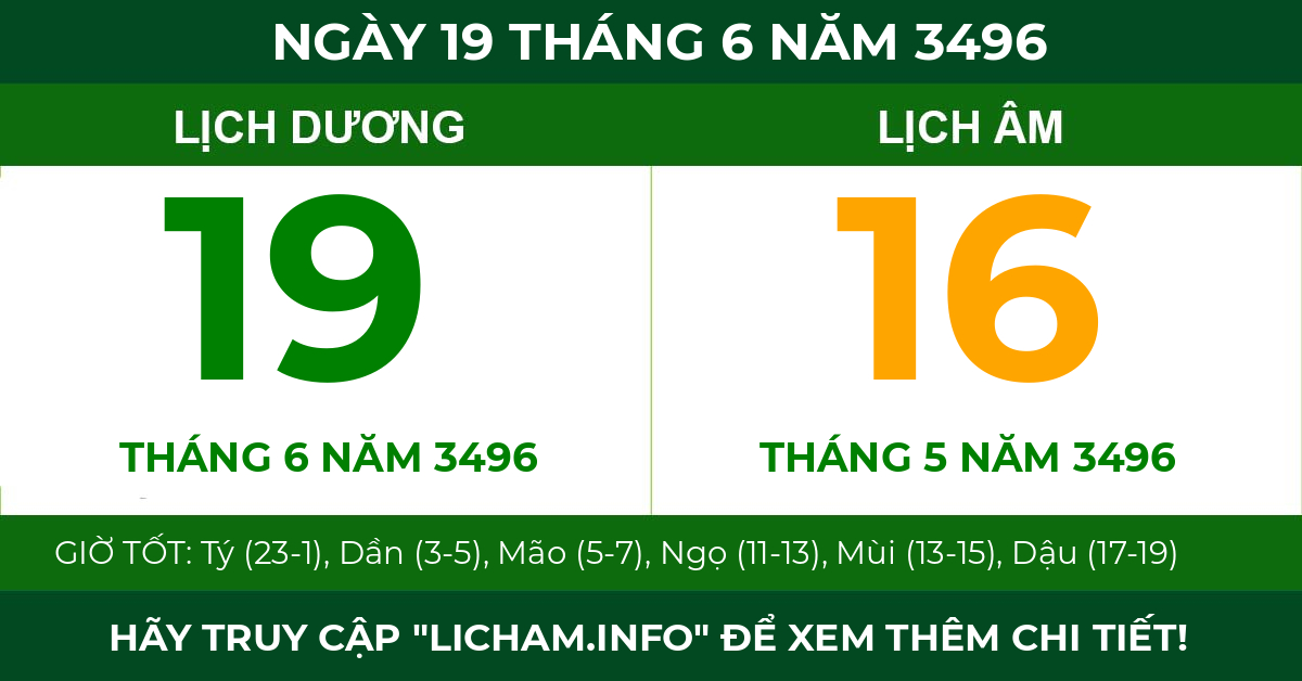 lịch âm ngày 19 tháng 6 năm 3496