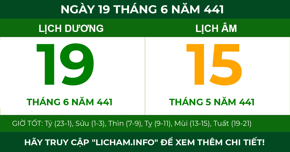 lịch âm ngày 19 tháng 6 năm 441
