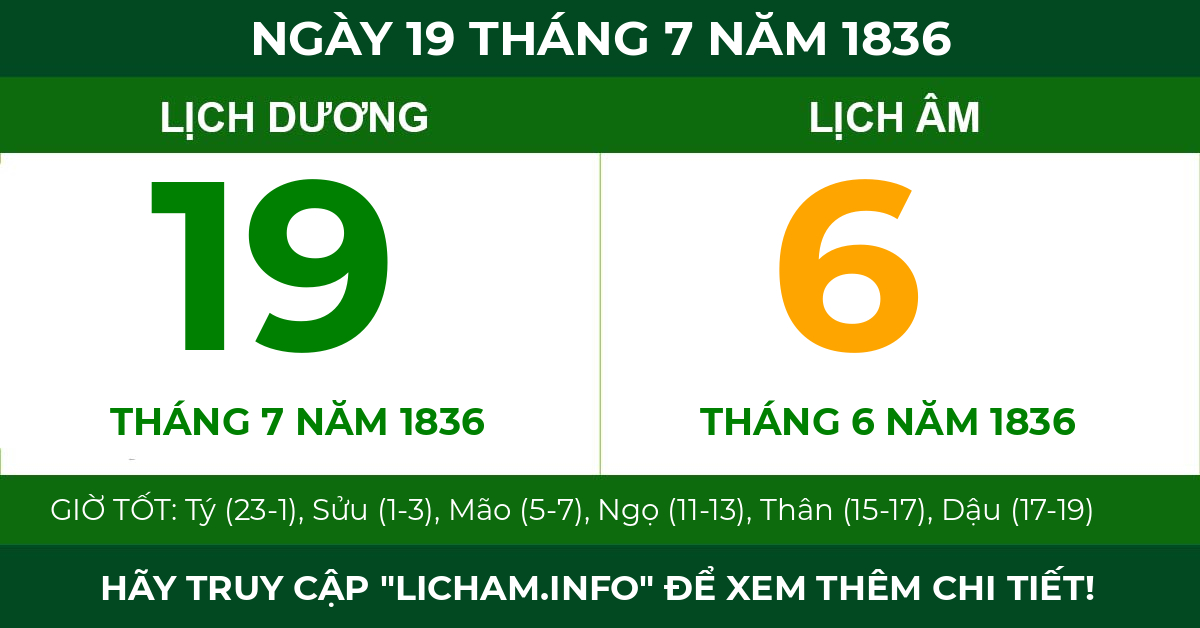 lịch âm ngày 19 tháng 7 năm 1836