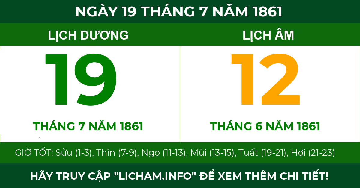lịch âm ngày 19 tháng 7 năm 1861
