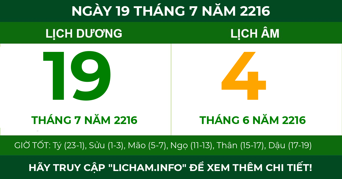 lịch âm ngày 19 tháng 7 năm 2216