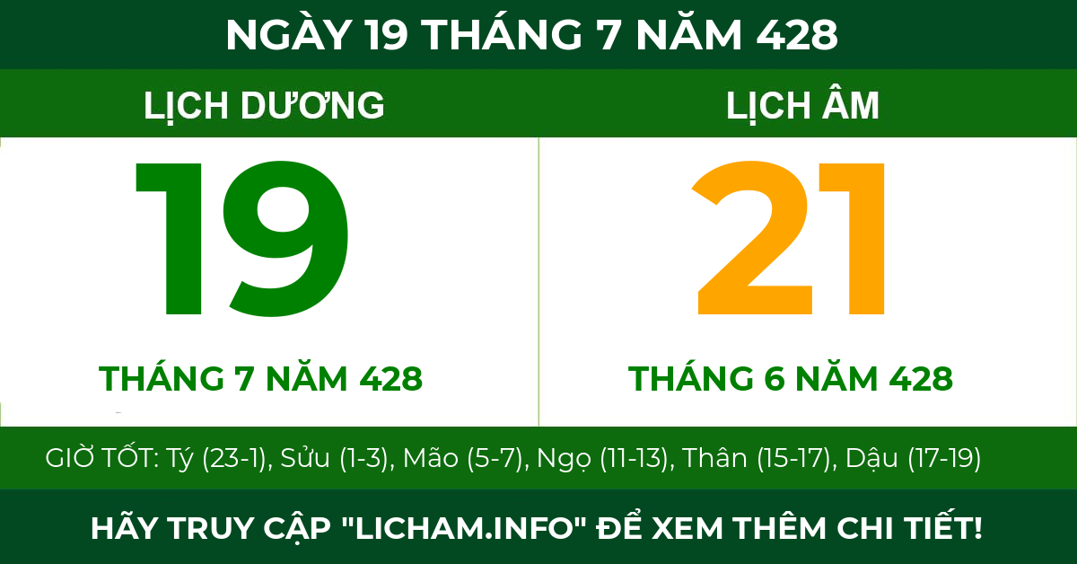 lịch âm ngày 19 tháng 7 năm 428