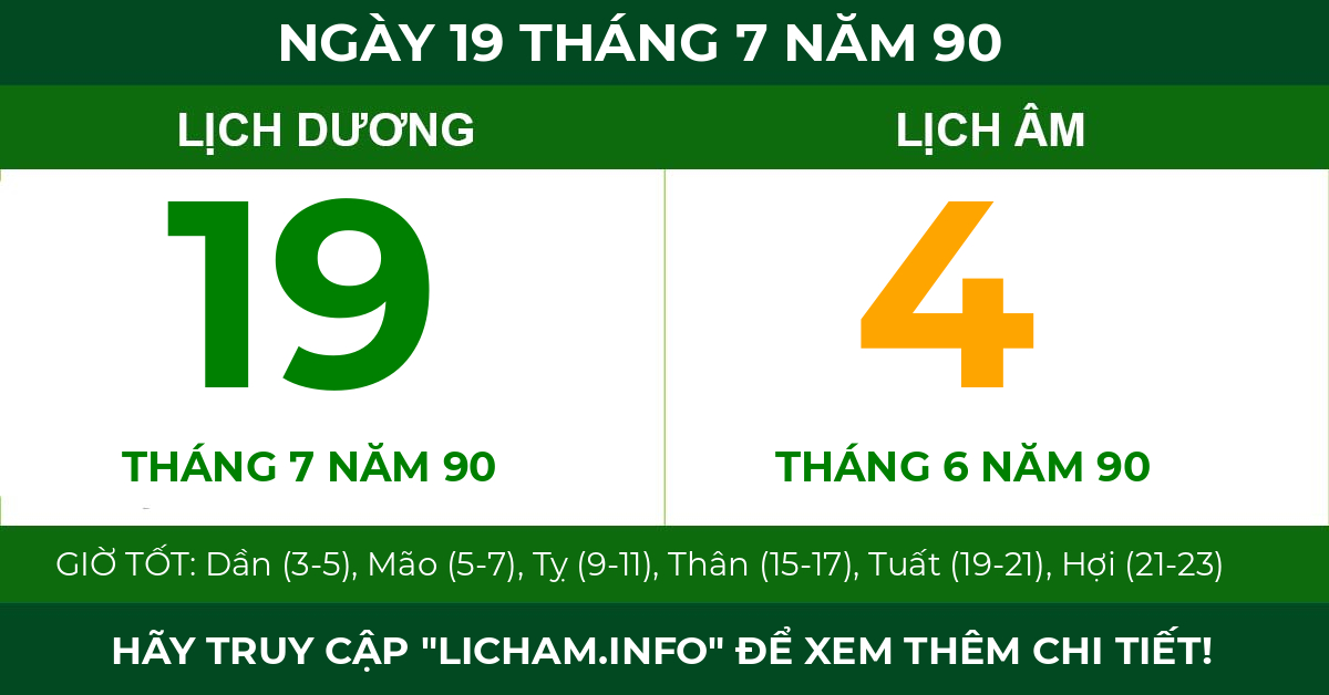 lịch âm ngày 19 tháng 7 năm 90