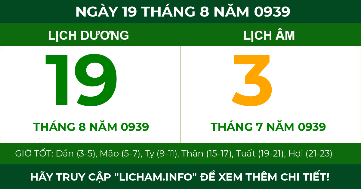 lịch âm ngày 19 tháng 8 năm 0939