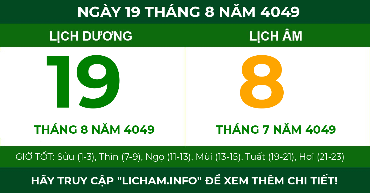 lịch âm ngày 19 tháng 8 năm 4049
