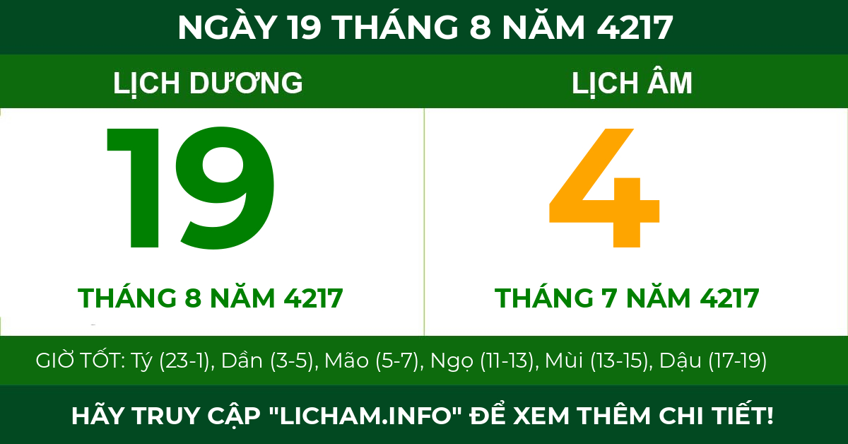 lịch âm ngày 19 tháng 8 năm 4217