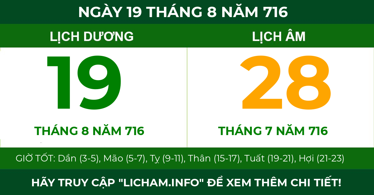 lịch âm ngày 19 tháng 8 năm 716